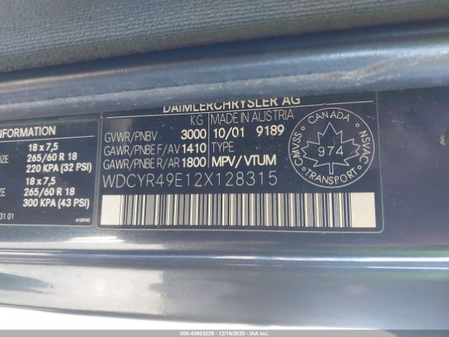 2002 MERCEDES-BENZ G 500 WDCYR49E12X128315 Photo 8