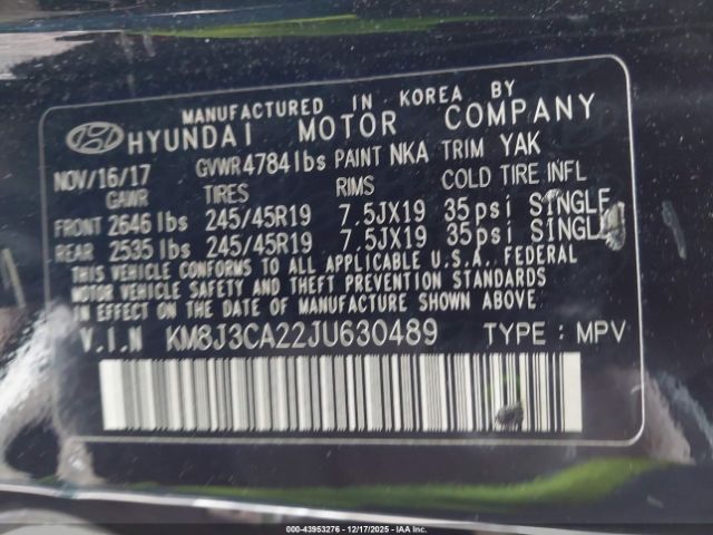 2018 HYUNDAI TUCSON KM8J3CA22JU630489 Photo 8