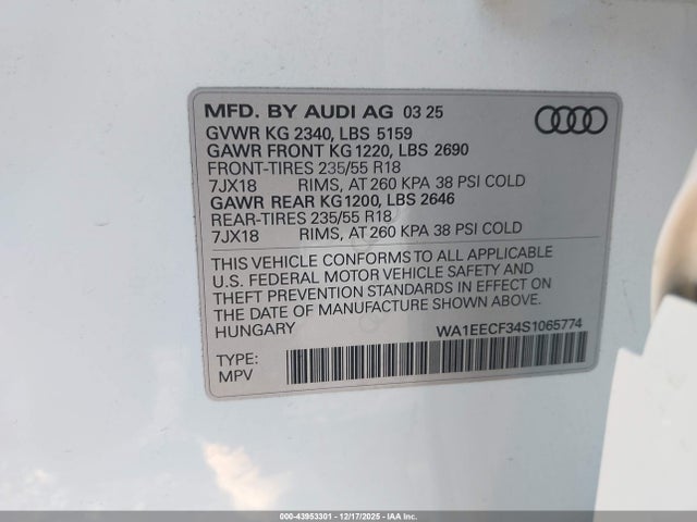 2025 AUDI Q3 WA1EECF34S1065774 Photo 8