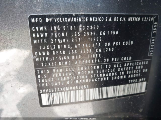 2021 VOLKSWAGEN TIGUAN 3VV3B7AX0MM057055 Photo 8