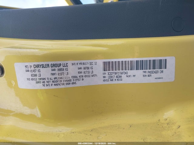 2013 FIAT 500 3C3CFFBR7DT607343 Photo 8