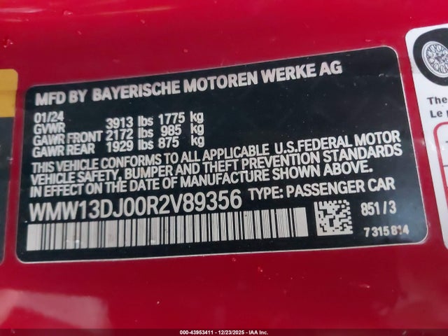 WMW13DJ06R2V89247 Mini Se Hardtop Cooper