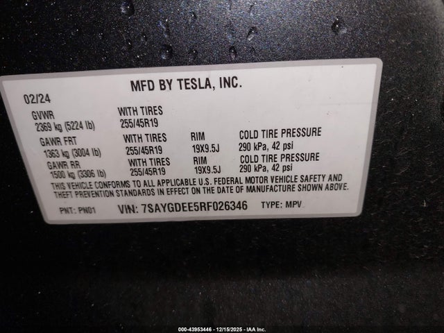 2024 TESLA MODEL Y 7SAYGDEE5RF026346 Photo 8