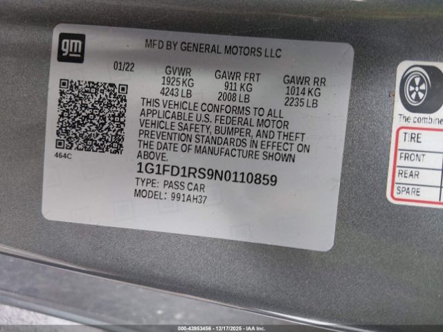 2022 CHEVROLET CAMARO 1G1FD1RS9N0110859 Photo 8