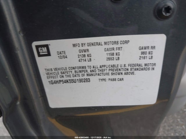 2005 BUICK LESABRE 1G4HP54K55U190283 Photo 8