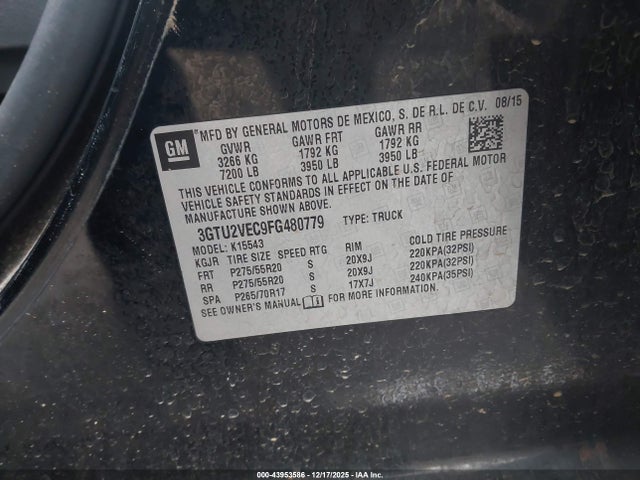 2015 GMC SIERRA 1500 3GTU2VEC9FG480779 Photo 8