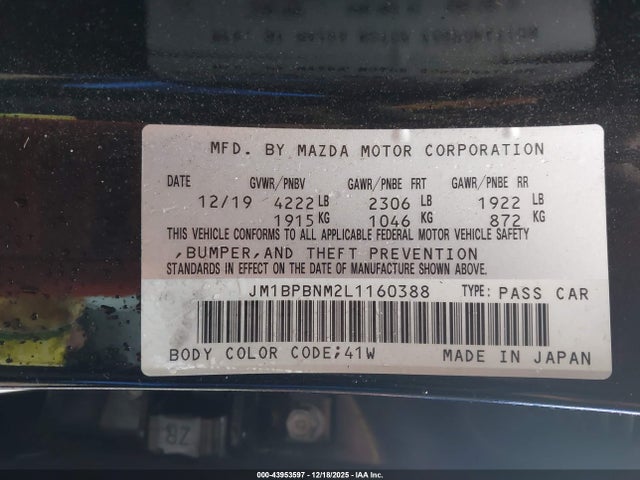 2020 MAZDA MAZDA3 JM1BPBNM2L1160388 Photo 8