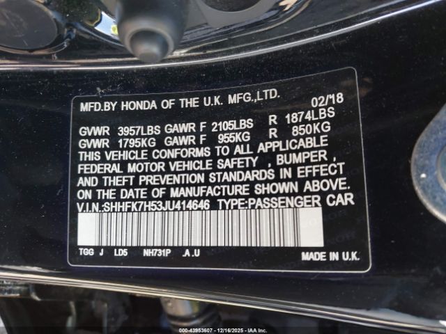 2018 HONDA CIVIC SHHFK7H53JU414646 Photo 8