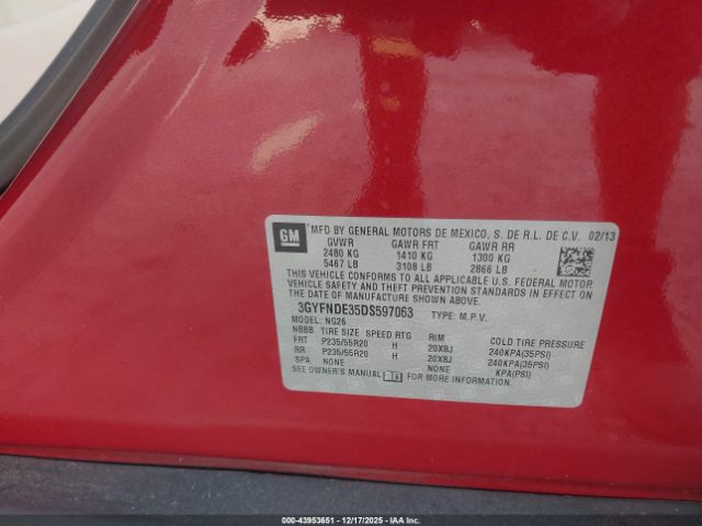 2013 CADILLAC SRX 3GYFNDE35DS597063 Photo 8