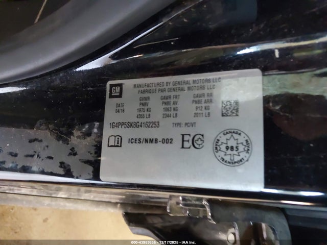 43953656 :رقم المزاد ، 1G4PP5SK8G4162253 vin ، 2016 Buick Verano مزاد بيع