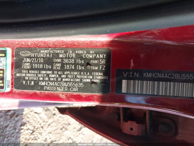 2011 HYUNDAI ACCENT KMHCN4AC2BU555635 Photo 8