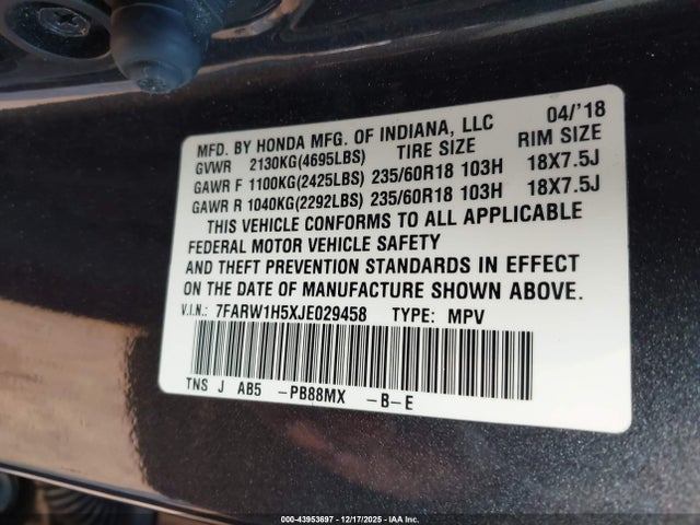 7FARW1H5XJE029458 Honda CR-V EX