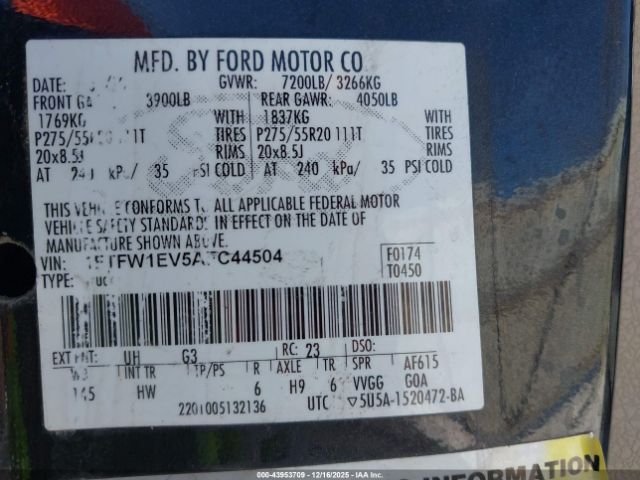 2010 FORD F-150 1FTFW1EV5AFC44504 Photo 8