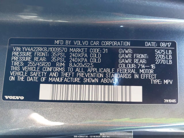 2018 VOLVO XC60 YV4A22RK8J1009570 Photo 8