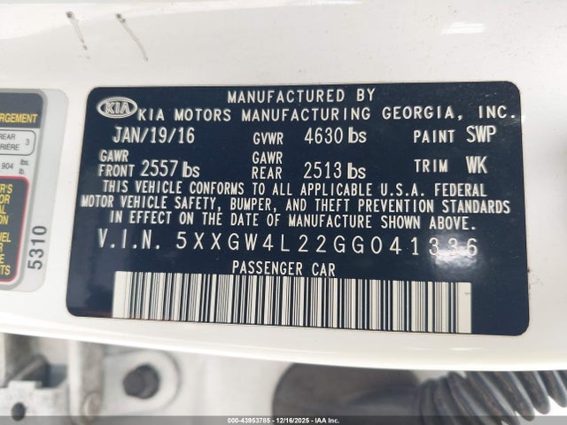 2016 KIA OPTIMA 5XXGW4L22GG041336 Photo 8