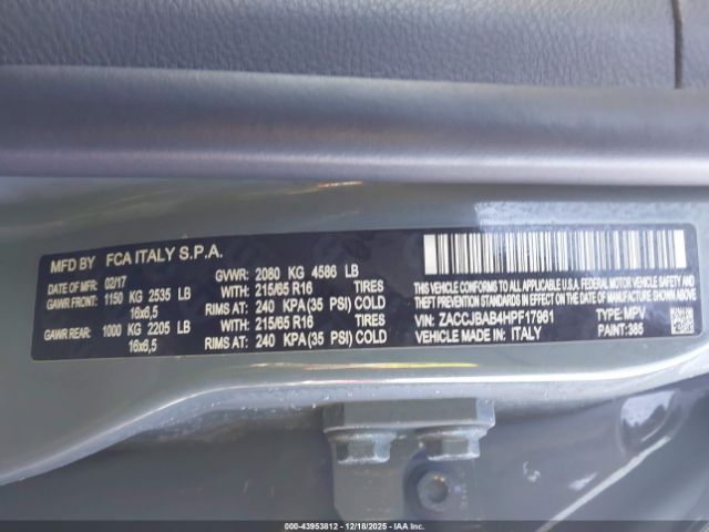 2017 JEEP RENEGADE ZACCJBAB4HPF17961 Photo 8