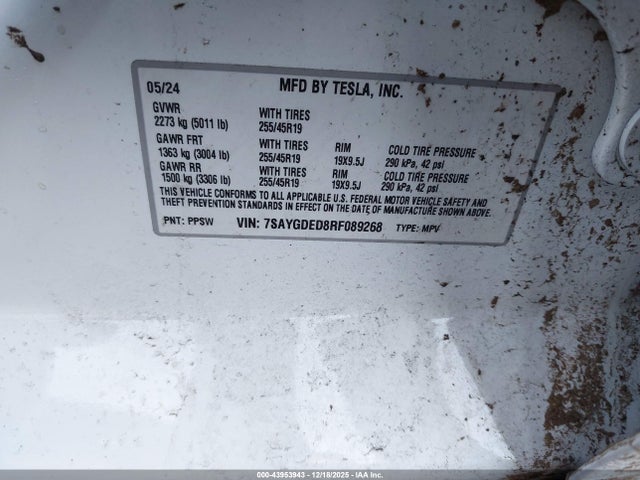 2024 TESLA MODEL Y 7SAYGDED8RF089268 Photo 8