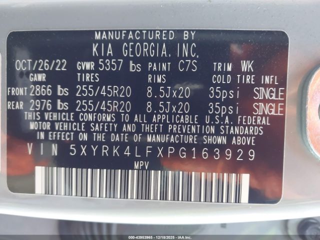 2023 KIA SORENTO 5XYRK4LFXPG163929 Photo 8