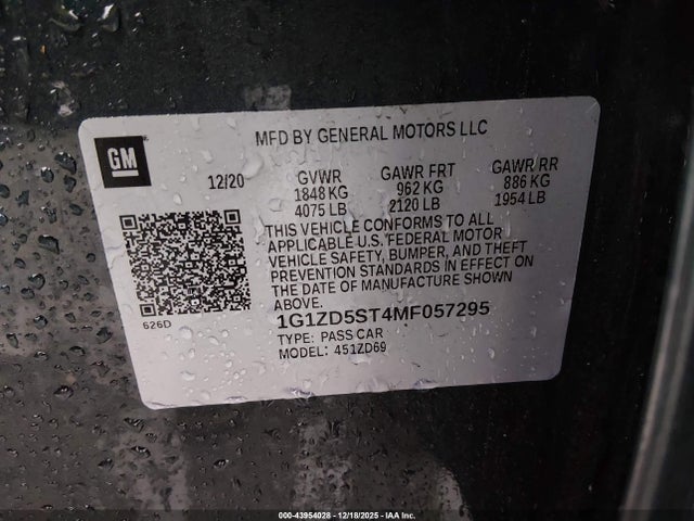 1G1ZD5ST4MF057295 Chevrolet Malibu Fwd Lt