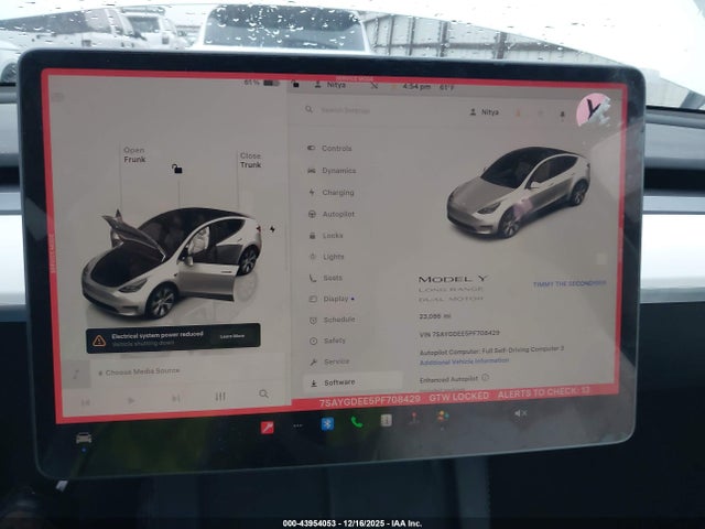 Aukcja sprzedaży 2023 Tesla Model Y Awd/long Range Dual Motor All-wheel Drive, vin: 7SAYGDEE5PF708429, numer aukcji: 43954053