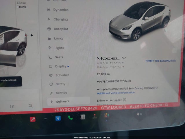 Aukcja sprzedaży 2023 Tesla Model Y Awd/long Range Dual Motor All-wheel Drive, vin: 7SAYGDEE5PF708429, numer aukcji: 43954053