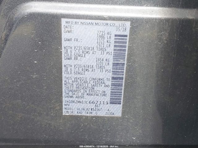 2018 NISSAN PATHFINDER 5N1DR2MN1JC662111 Photo 8