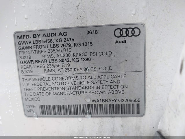 2018 AUDI Q5 WA1BNAFY7J2209555 Photo 8