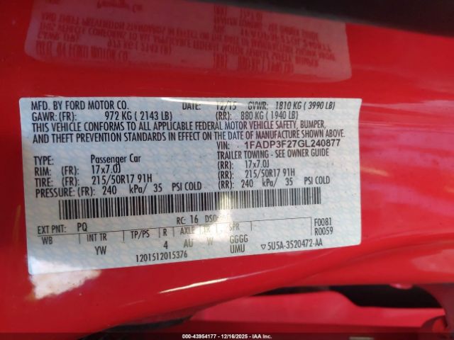 2016 FORD FOCUS 1FADP3F27GL240877 Photo 8