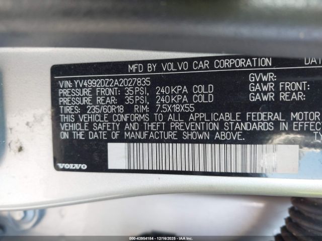 2010 VOLVO XC60 YV4992DZ2A2027835 Photo 8