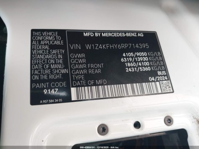 2024 MERCEDES-BENZ SPRINTER 2500 W1Z4KFHY6RP714395 Photo 8