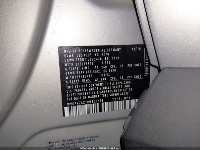 2011 VOLKSWAGEN TIGUAN WVGAV7AX7BW530813 Photo 8