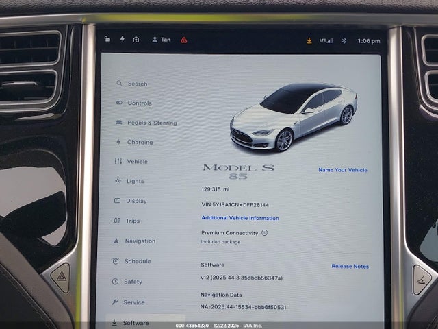 43954230 :رقم المزاد ، 5YJSA1CNXDFP28144 vin ، 2013 Tesla Model S مزاد بيع