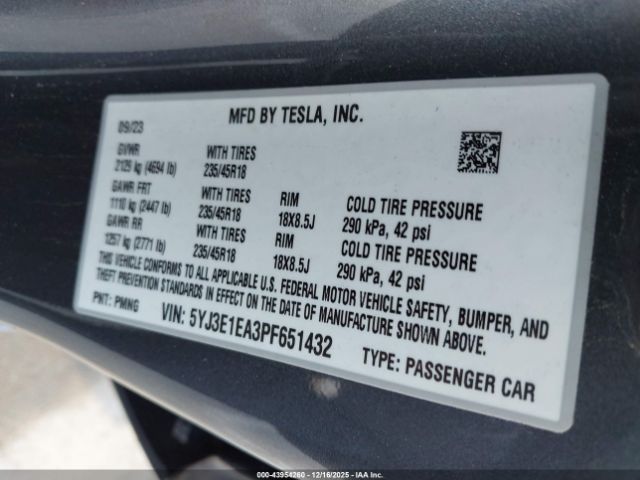 2023 TESLA MODEL 3 5YJ3E1EA3PF651432 Photo 8