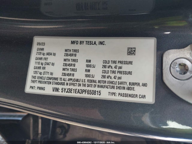 2023 TESLA MODEL 3 5YJ3E1EA3PF650815 Photo 8