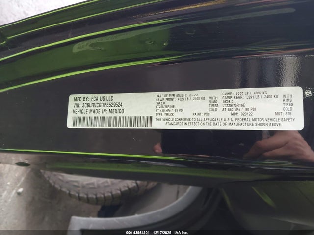 3C6LRVCG1PE529524 RAM Promaster 2500 High Roof 136 Wb
