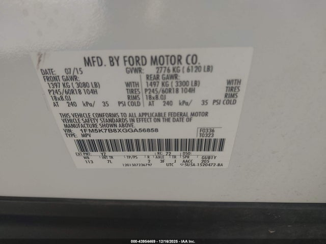 1FM5K7B8XGGA56858 Ford Explorer