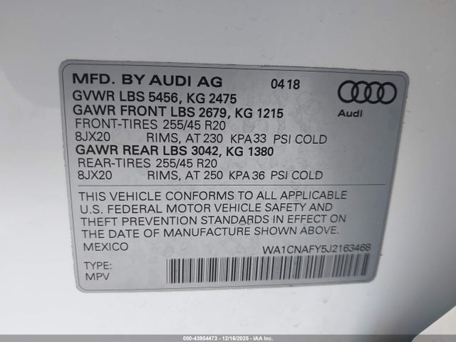 2018 AUDI Q5 WA1CNAFY5J2163468 Photo 8