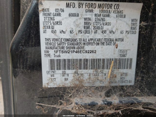 2006 FORD F-250 1FTSW21P46EC92262 Photo 8