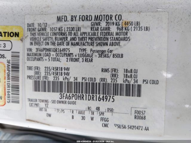 2013 FORD FUSION 3FA6P0HR1DR164975 Photo 8
