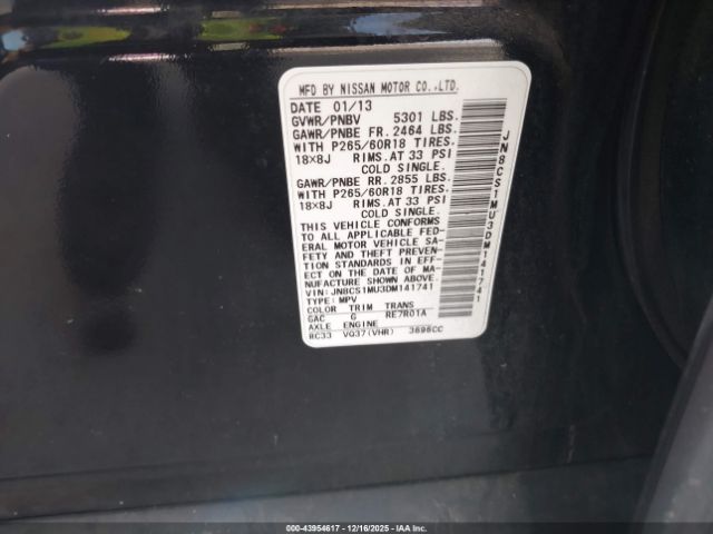 2013 INFINITI FX37 JN8CS1MU3DM141741 Photo 8