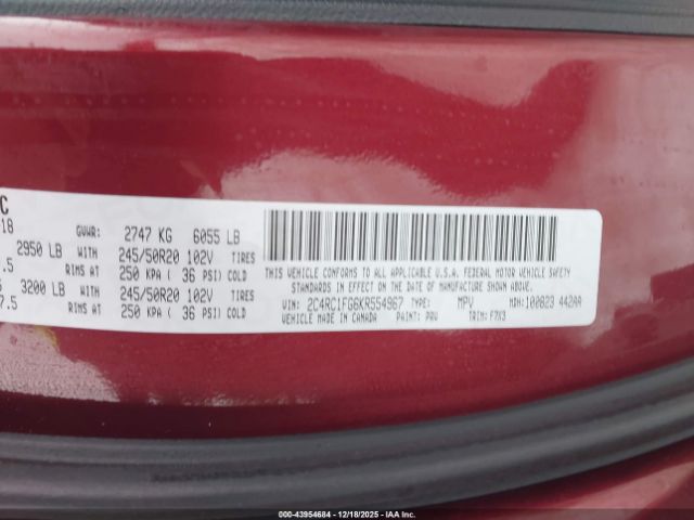 2019 CHRYSLER PACIFICA 2C4RC1FG6KR554967 Photo 8