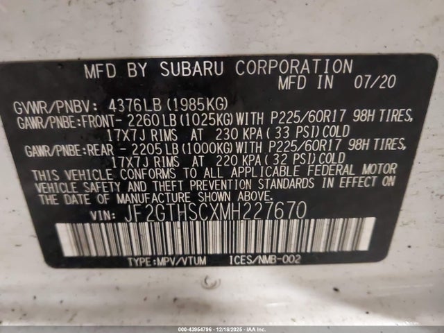 Subaru Crosstrek Sport 2021 JF2GTHSCXMH227670 Image 9