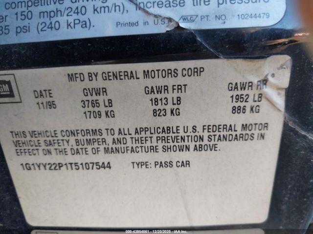 1996 CHEVROLET CORVETTE 1G1YY22P1T5107544 Photo 8