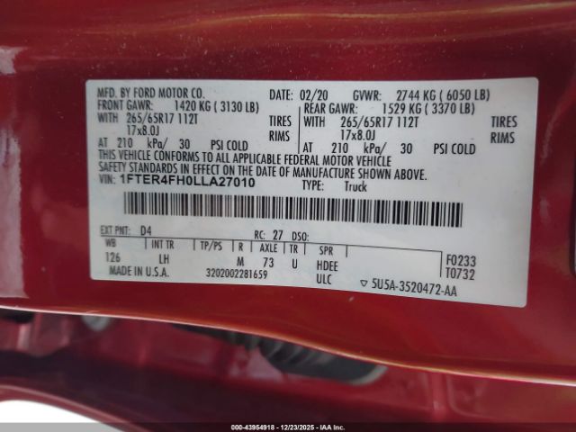 2020 FORD RANGER 1FTER4FH0LLA27010 Photo 8
