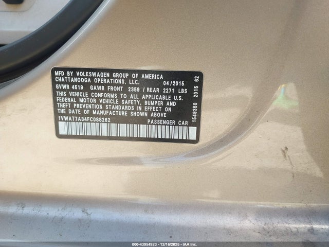 2015 VOLKSWAGEN PASSAT 1VWAT7A34FC088262 Photo 8