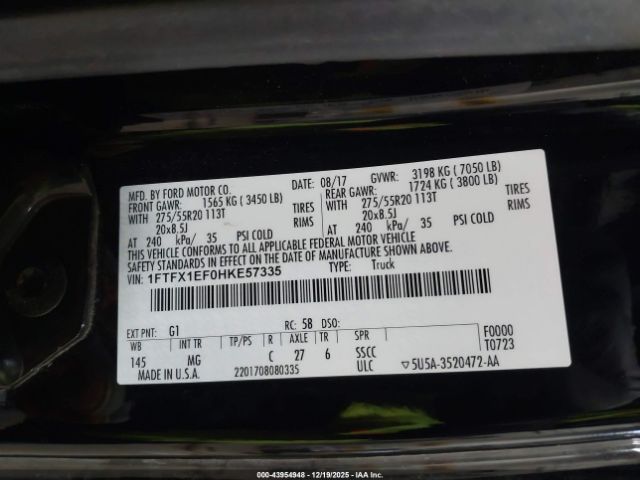 2017 FORD F-150 1FTFX1EF0HKE57335 Photo 8