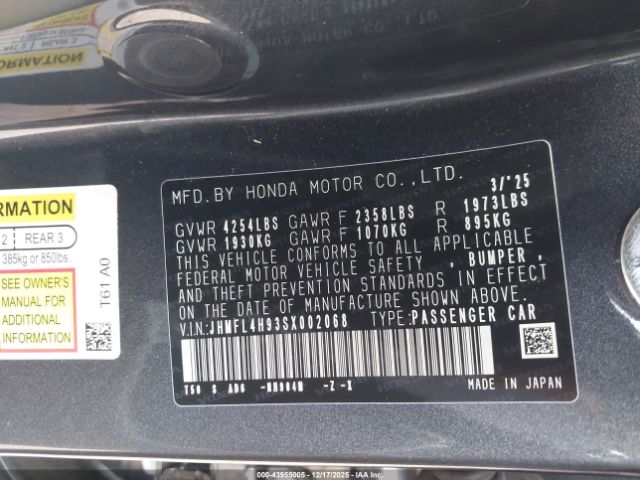 2025 HONDA CIVIC HYBRID JHMFL4H93SX002068 Photo 8
