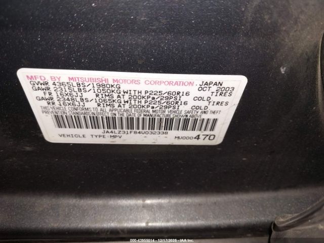2004 MITSUBISHI OUTLANDER JA4LZ31F84U032338 Photo 8