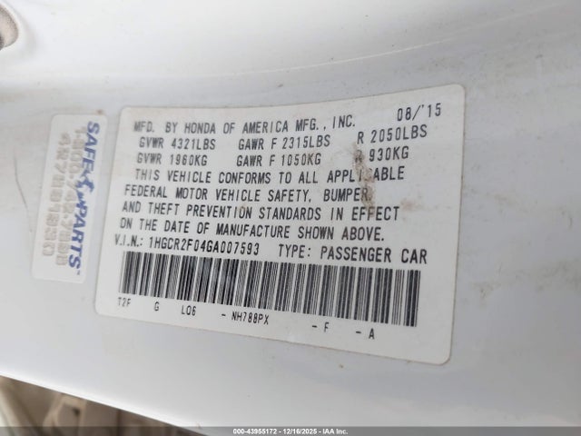 1HGCR2F04GA007593 Honda ACCORD EX