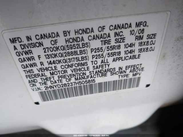 2007 ACURA MDX 2HNYD28237H505815 Photo 8